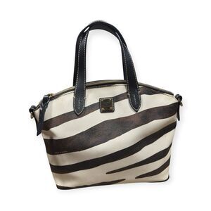 Dooney & Bourke Serengeti Zebra Print Brielle Tote Shoulder Bag Rare Vintage‎